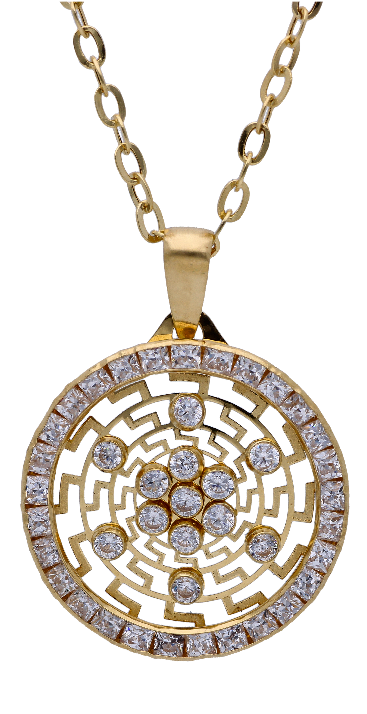 Gold Necklace (Chain with Zircon Pendant) 18KT - FKJNKL18KU6283