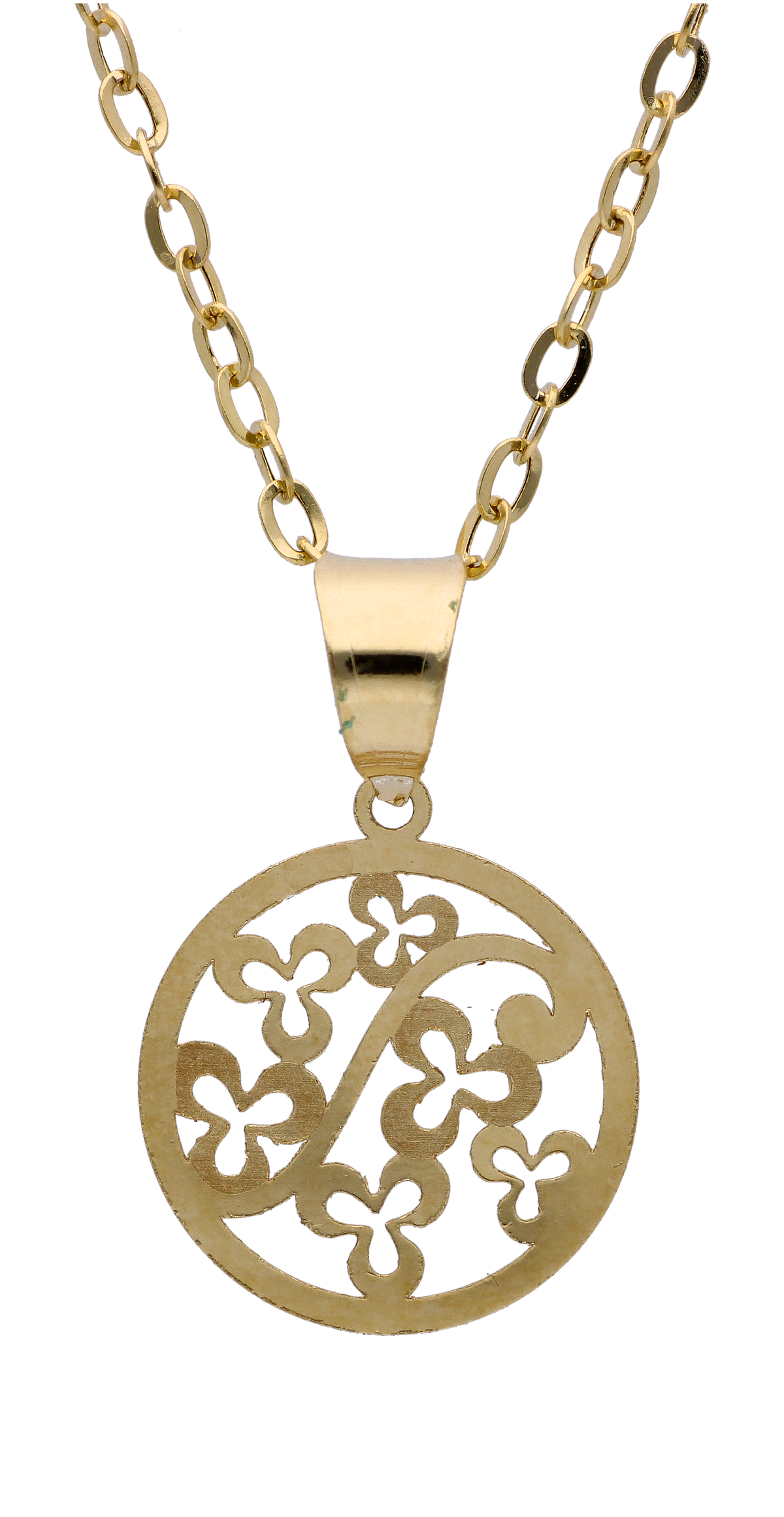 Gold Necklace (Chain with Hollow Floral Pendant) 18KT - FKJNKL18KU6300