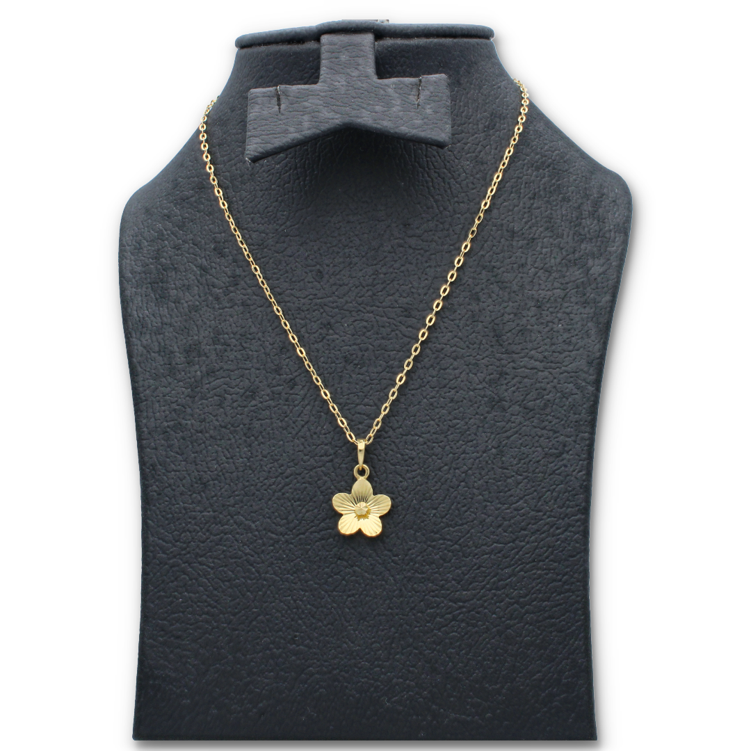 Gold Necklace (Chain with Flower Shaped Pendant) 18KT - FKJNKL18KU6117