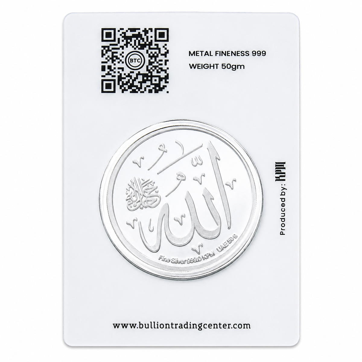 عملة فضة BTC بتصميم أسماء الله الحسنى، بوزن 50 جرام، بنقاء 999.0 – FKJCONSL7030