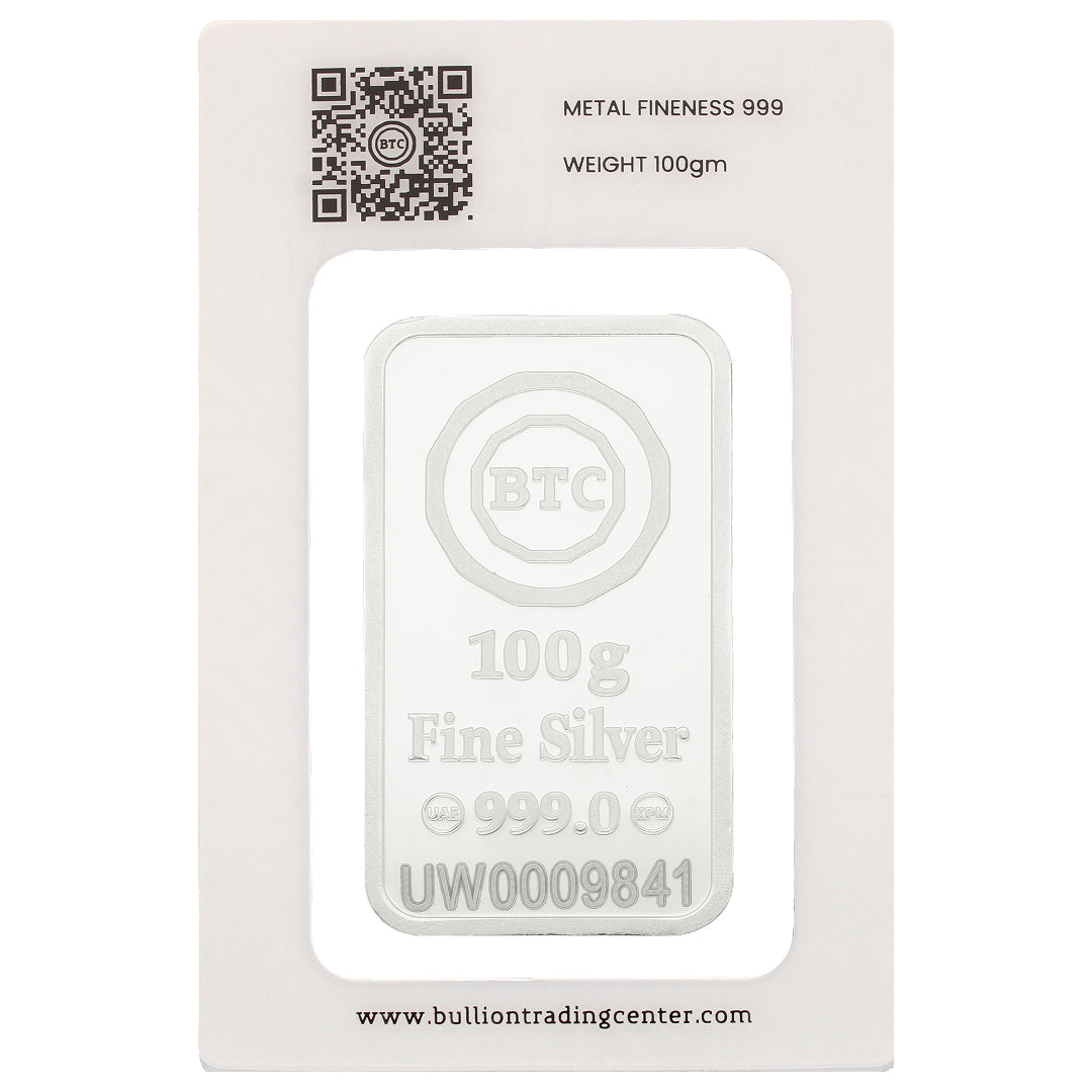BTC 100 Grams Ummi Silver Bar - FKJGBRSL6781