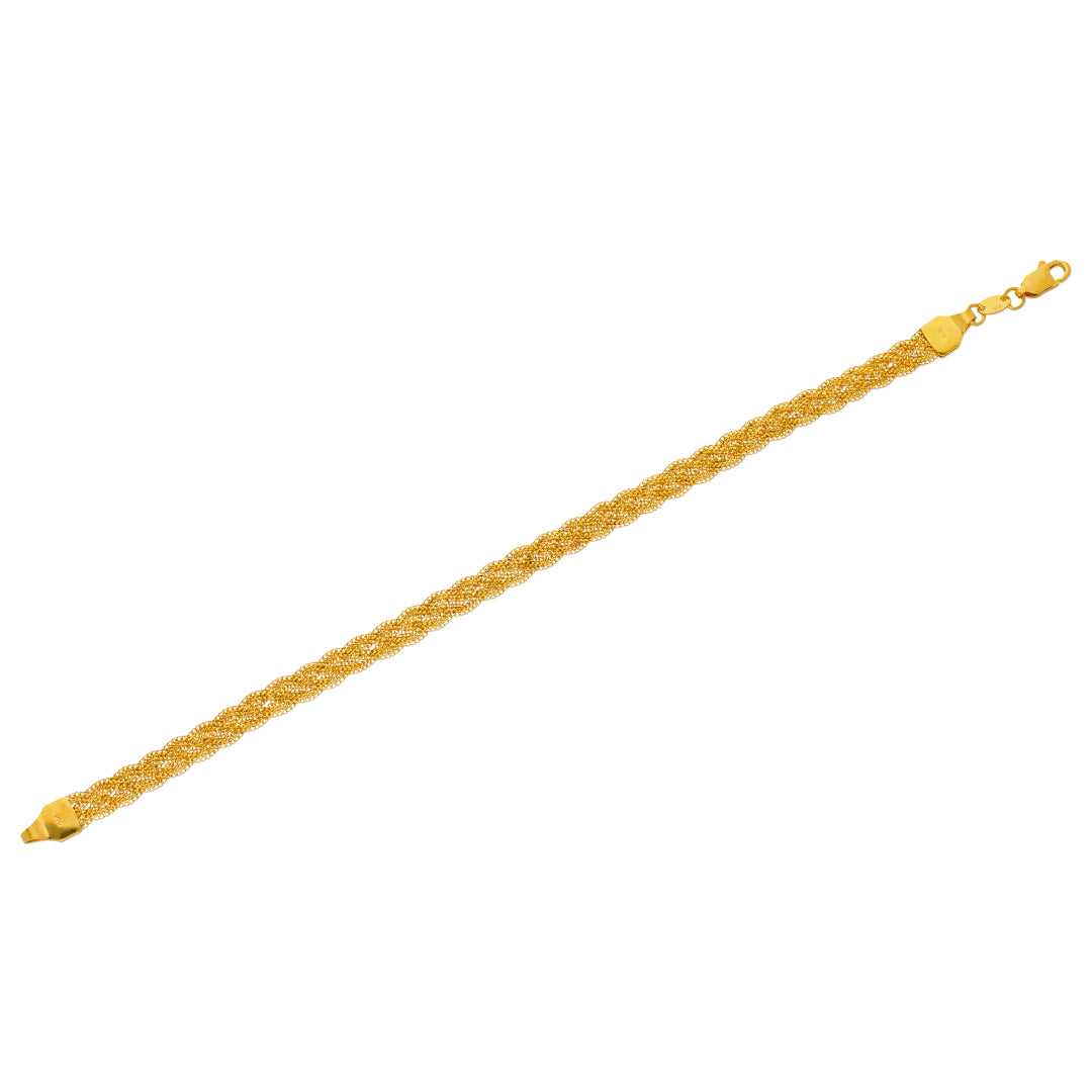 Gold Flat Braided Bracelet 22KT - FKJBRL22KU6655