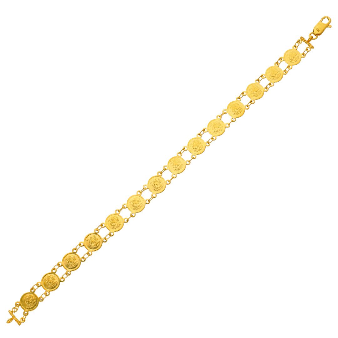 Gold Interlinked Rose Designed Coins Bracelet 22KT - FKJBRL22KU6657