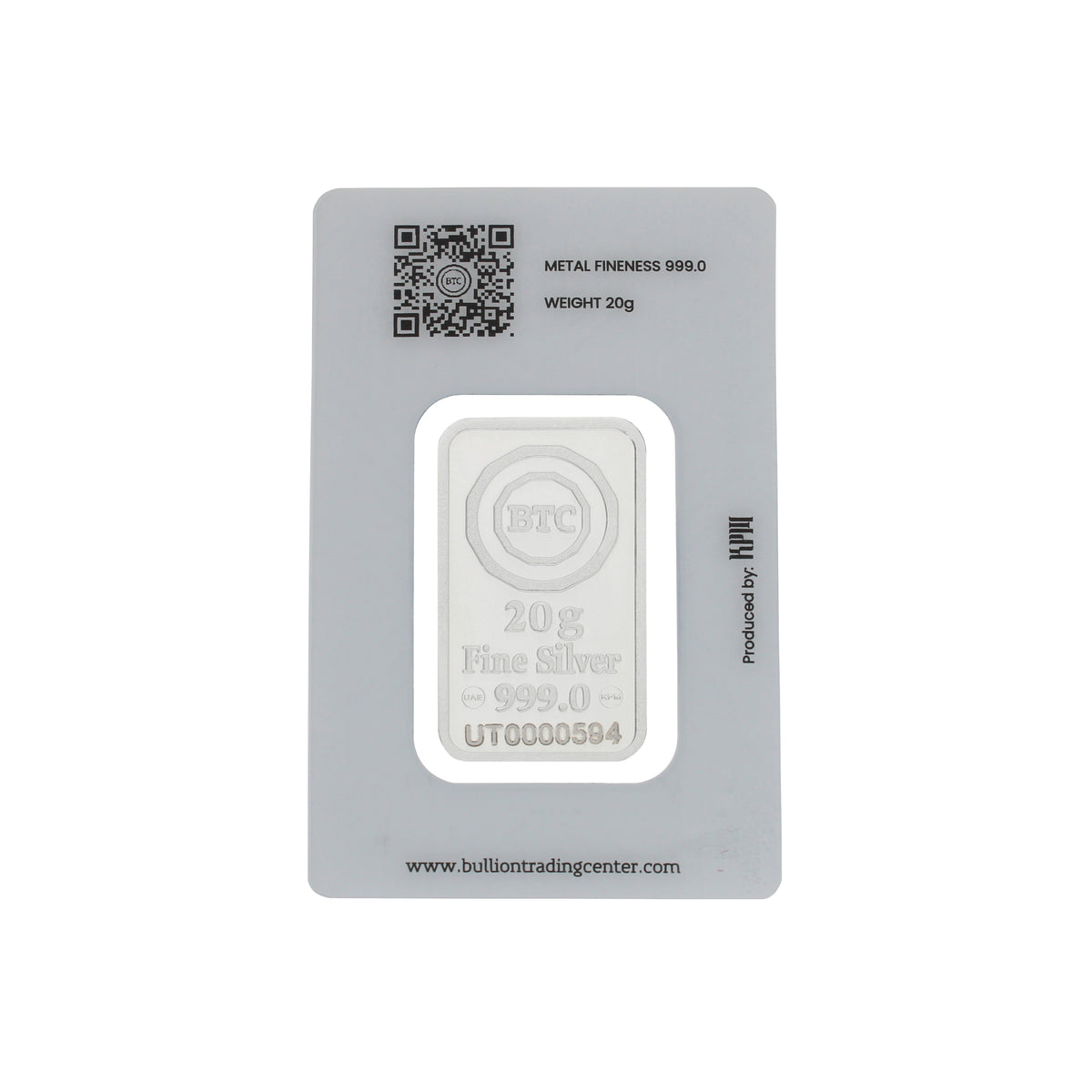 BTC 20 Grams Allah Nour Silver Bar - FKJGBRSL6782