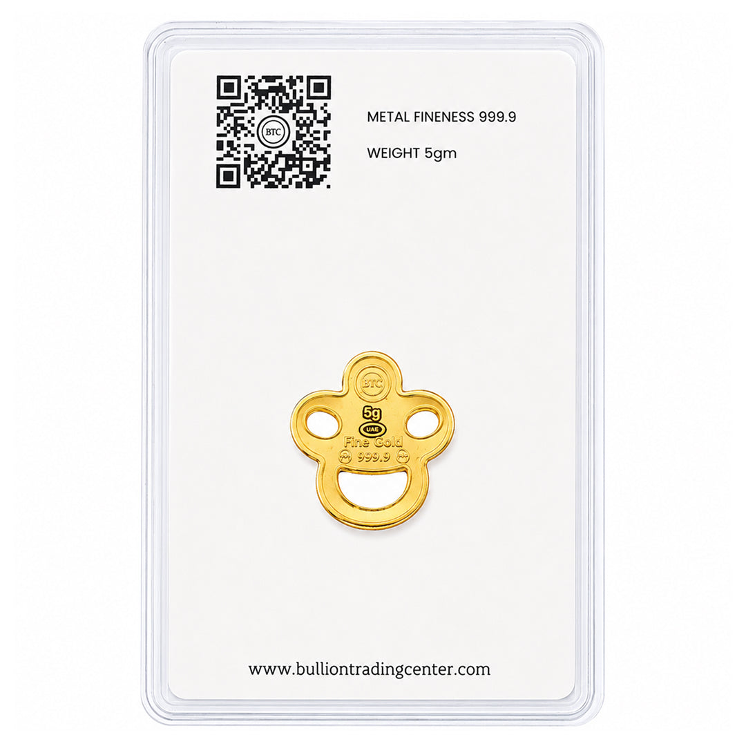 سبيكة ذهب BTC بتصميم عضّاضة الأطفال، بوزن 5 جرام، عيار 24 قيراط – FKJGBR24K7051