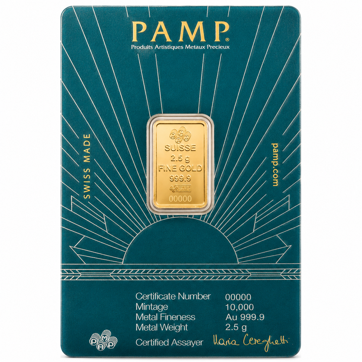 سبيكة ذهب PAMP Suisse بتصميم سيدة الحرية بوزن 2.5 جرام عيار 24 قيراط – FKJGBR24K6955
