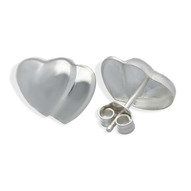 Sterling Silver 925 Twin Hearts Stud Earrings - FKJERNSLU3115