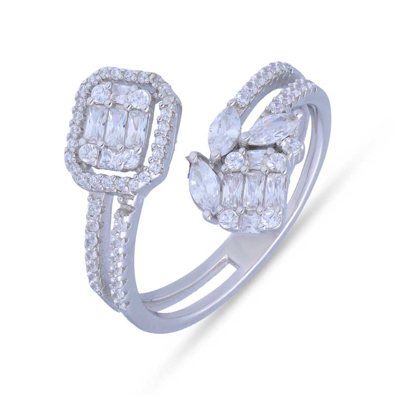 Sterling Silver 925 Leaf Shaped Ring - FKJRNSLU2075