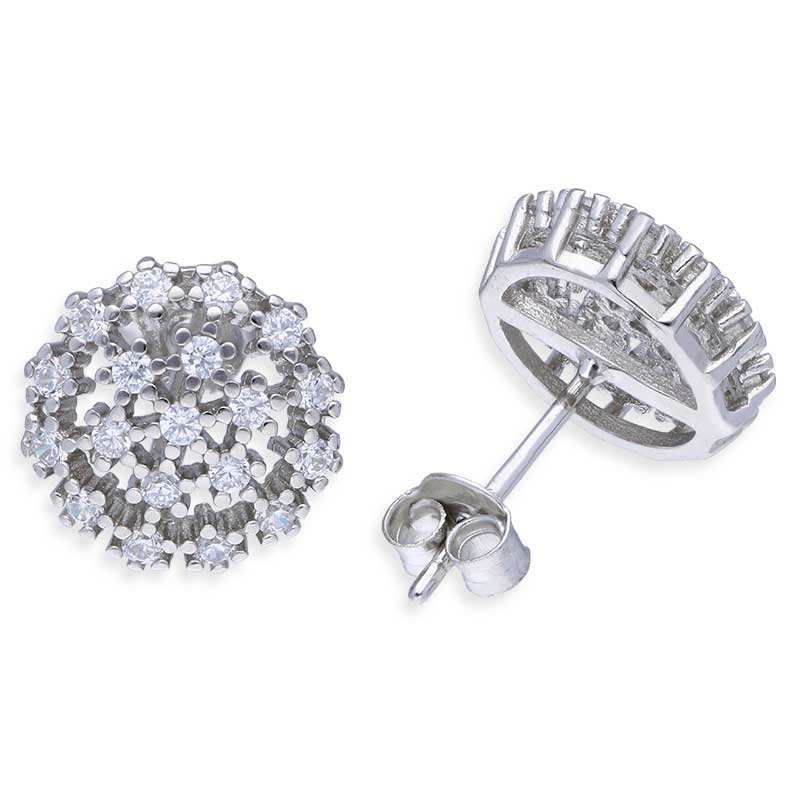 Sterling Silver 925 Round Shaped Stud Earrings - FKJERNSLU3150