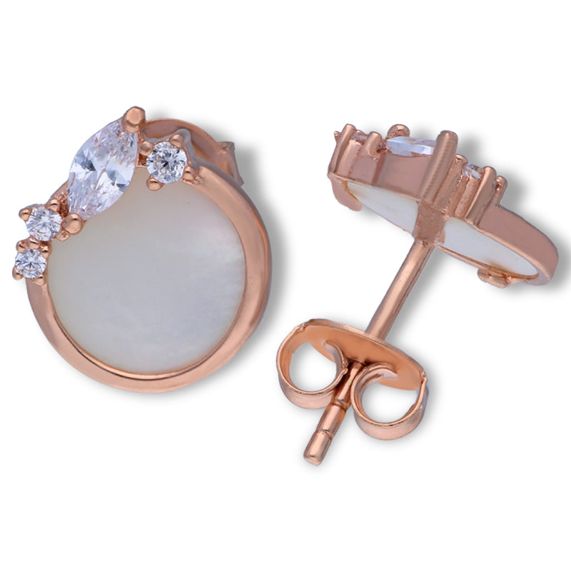 Sterling Silver 925 Rose Gold Plated Stud Earrings - FKJERNSLU3157