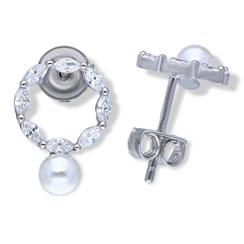 Sterling Silver 925 Pearl Stud Earrings - FKJERNSLU3158