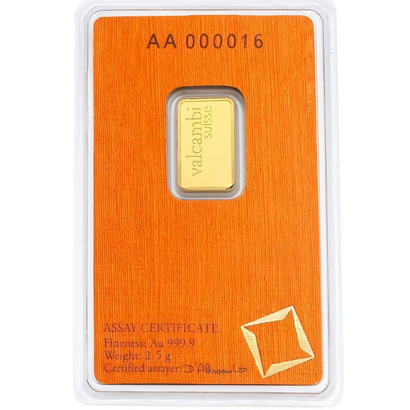 Valcambi Suisse 2.5 Gram Gold Bar 24KT - FKJGBR24K2163