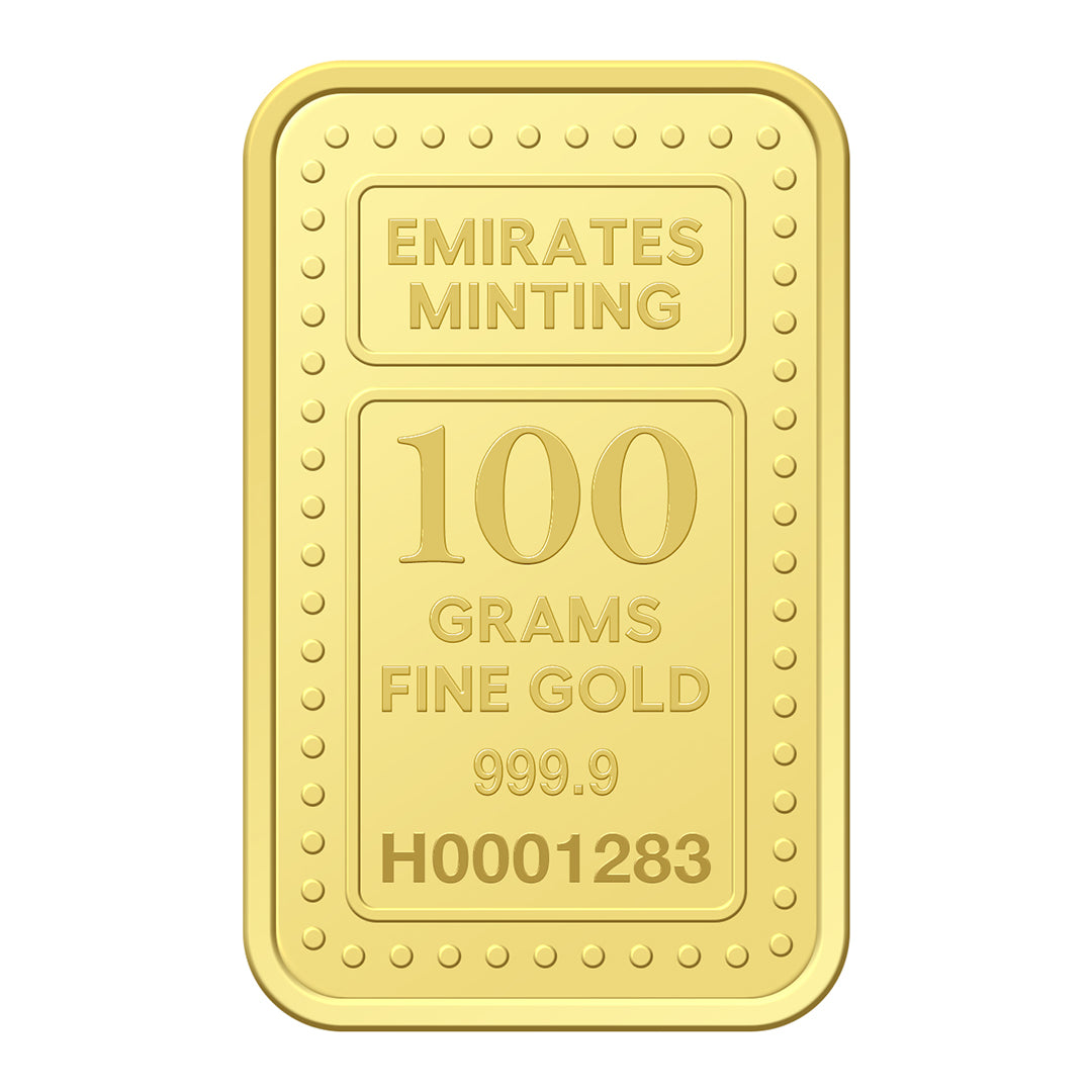 Emirates Minting 100 Grams 999.9 Purity Gold Bar - FKJGBR24K2259