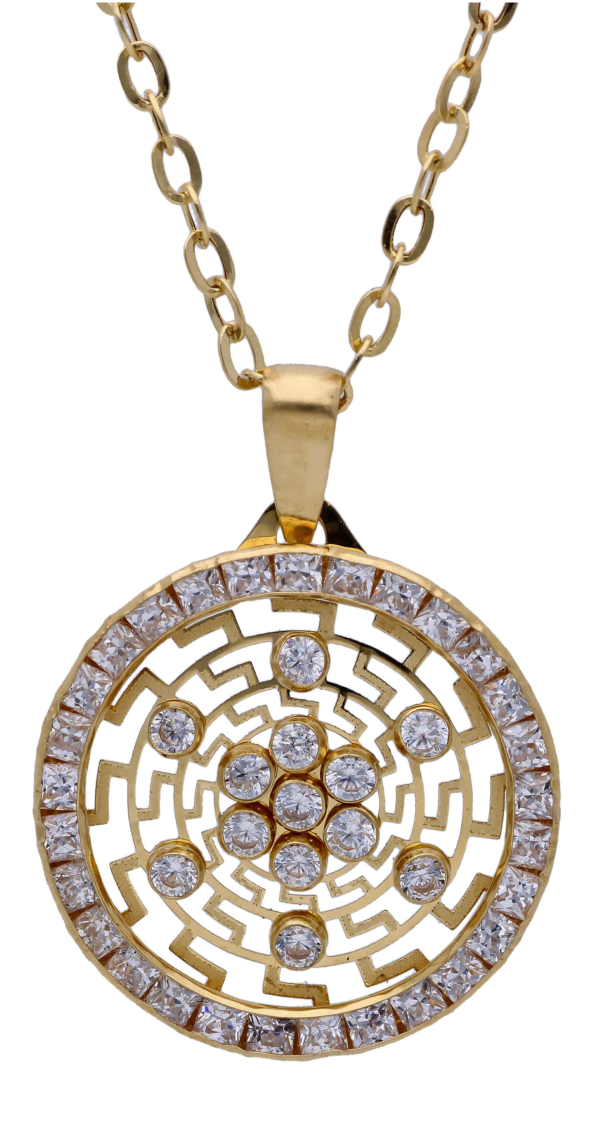 Gold Necklace (Chain with Zircon Pendant) 18KT - FKJNKL18KU6283