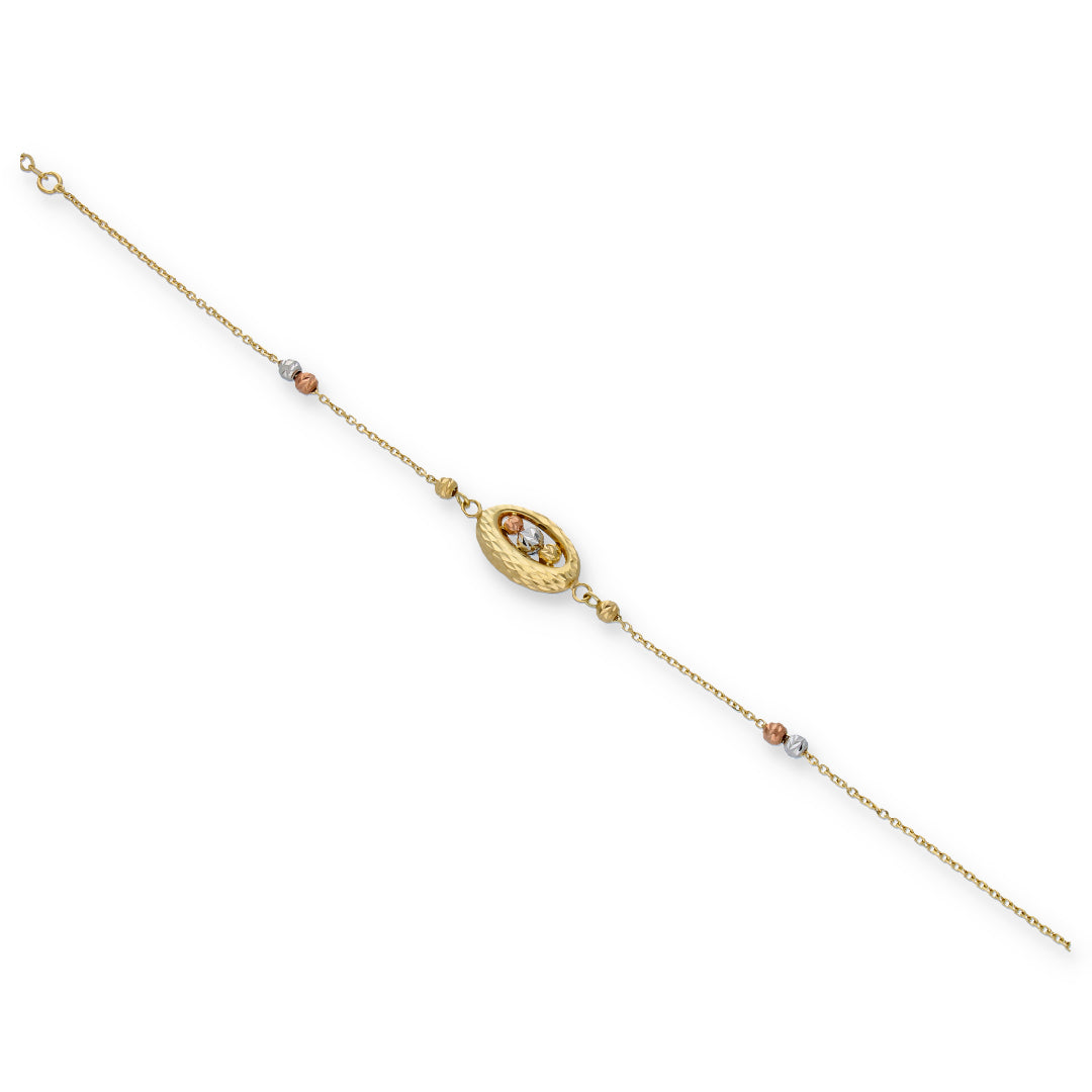 Gold Textured Beads Bracelet 18KT - FKJBRL18KU6121