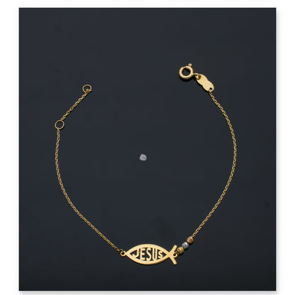 Gold Jesus Fish Bracelet 18KT - FKJBRL18KU6119