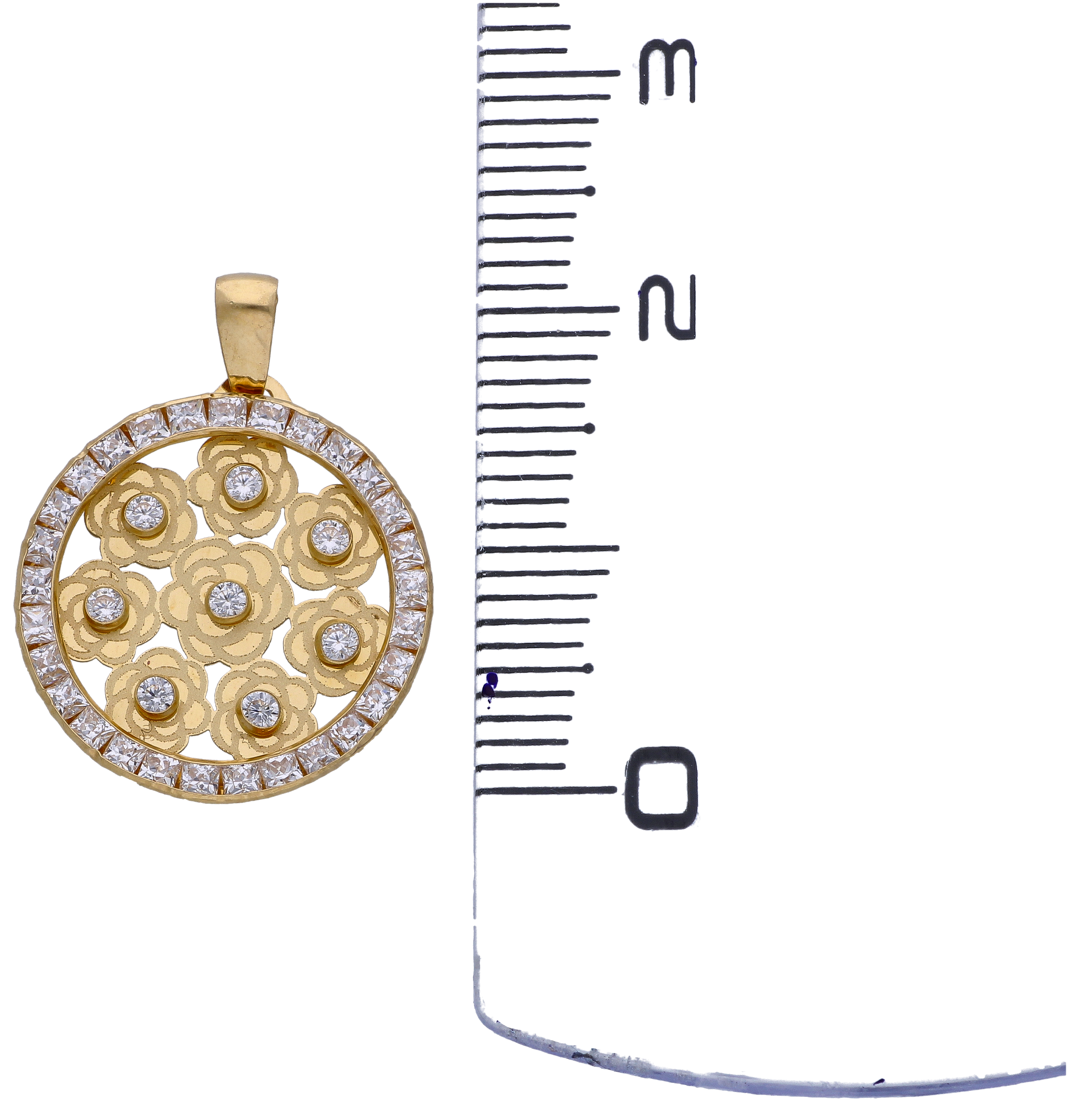 Gold Zircon Pendant 18KT - FKJPND18KU6295