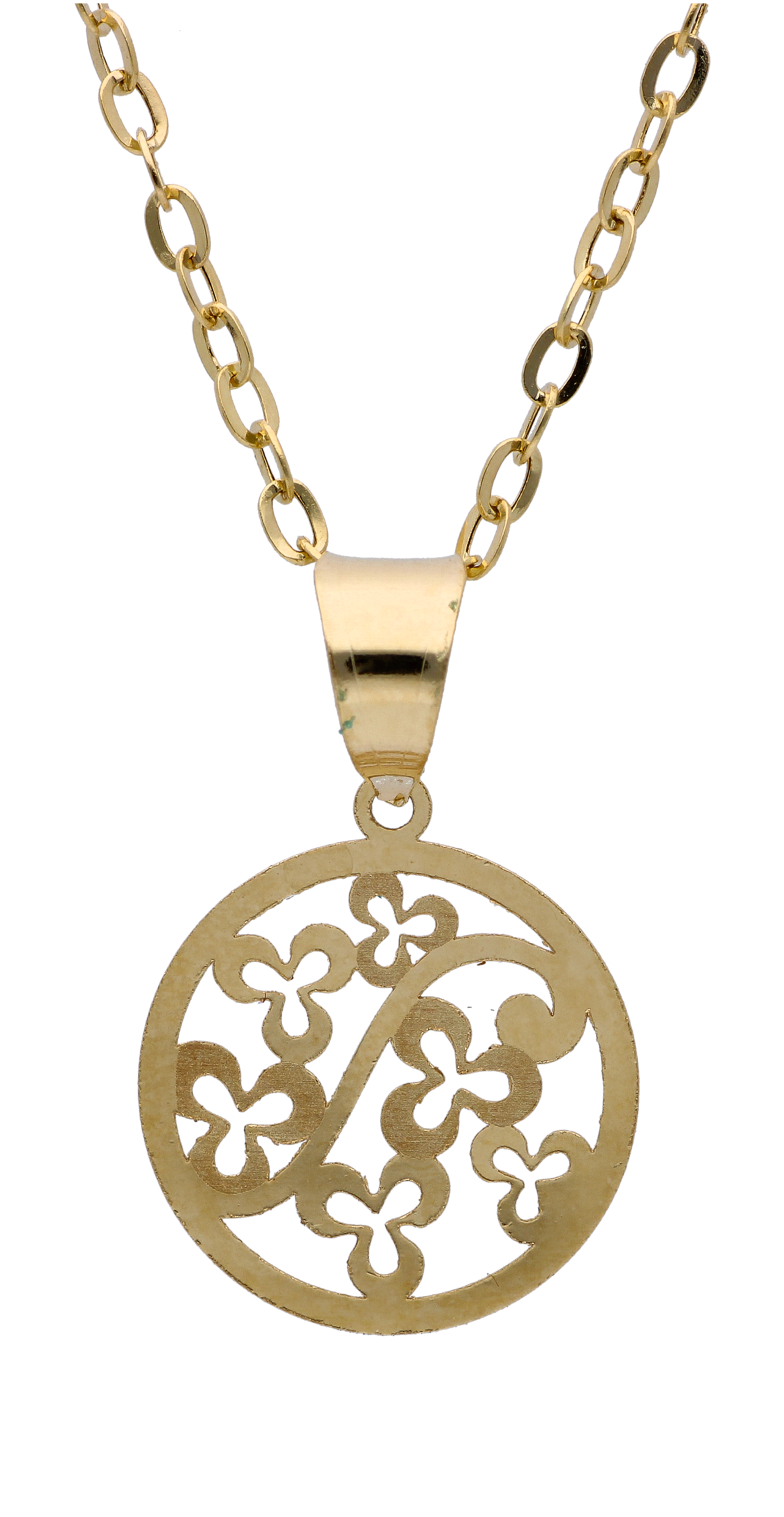 Gold Necklace (Chain with Hollow Floral Pendant) 18KT - FKJNKL18KU6300