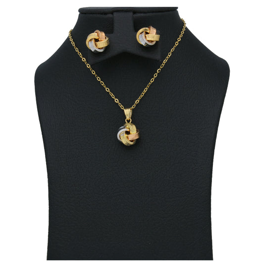 Gold Knot Shaped Pendant Set 18KT - FKJNKLST18KU6520