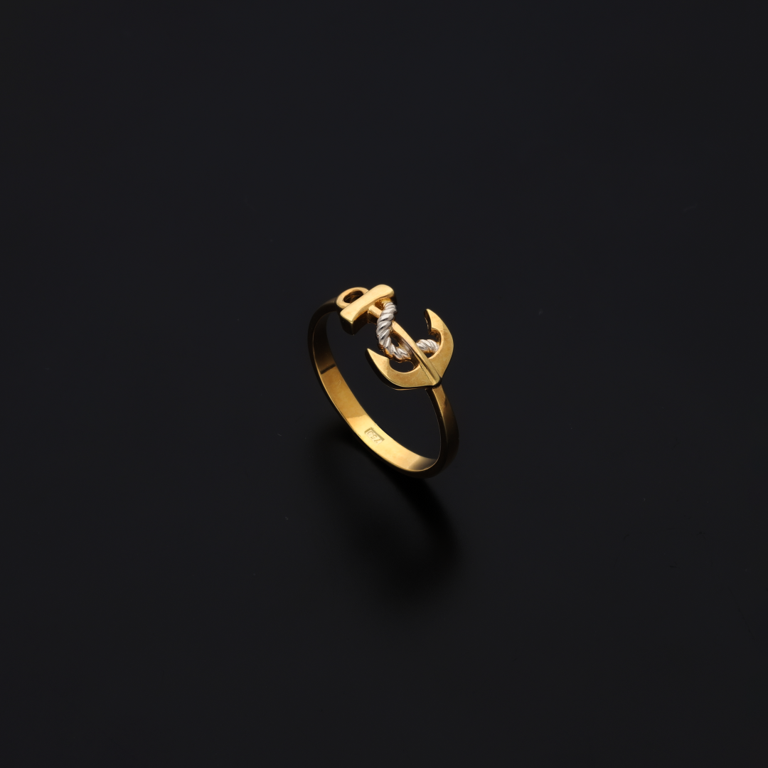خاتم ذهب بتصميم مرساة 18 قيراط - FKJRN18KU6138