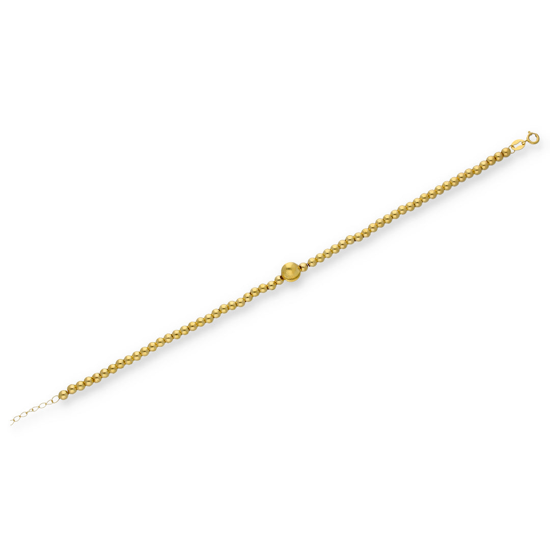 Gold Beaded Link With Sphere Shape Bracelet 18KT - FKJBRL18KU6344