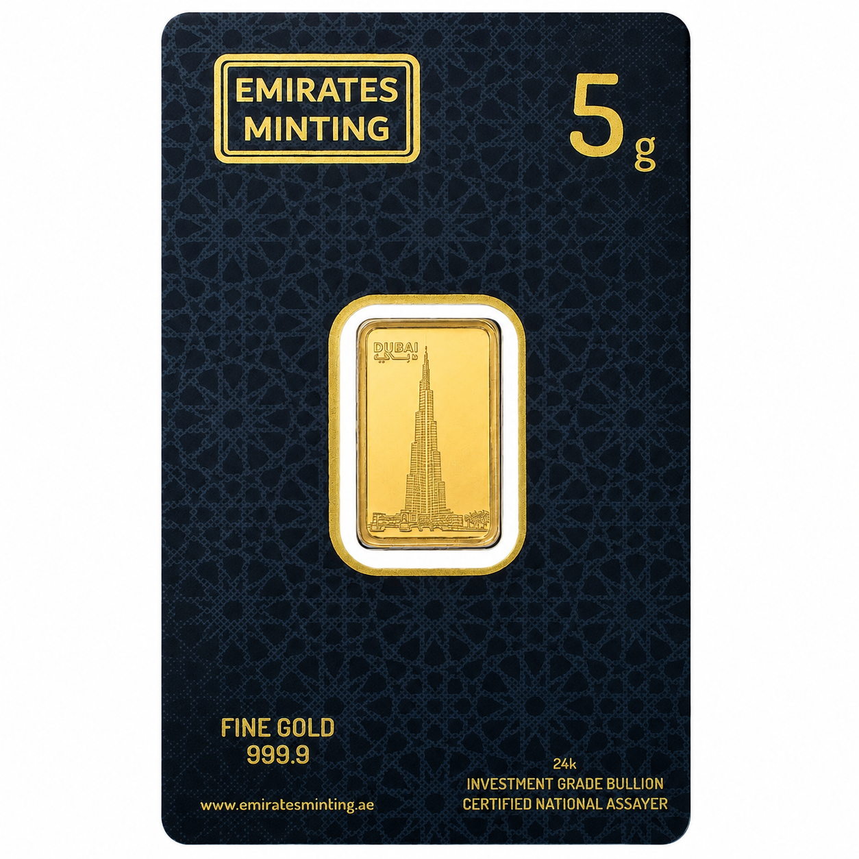 Emirates Minting 5 Grams Burj Khalifa Design Gold Bar 999.9 Purity - FKJGBR24K2361