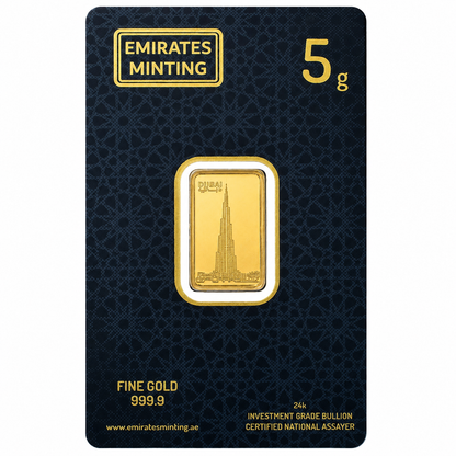 Emirates Minting 5 Grams Burj Khalifa Design Gold Bar 999.9 Purity - FKJGBR24K2361