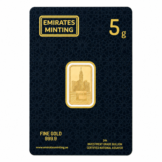 Emirates Minting 5 Grams Mecca Gold Bar 999.9 Purity - FKJGBR24K2352