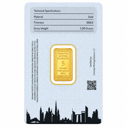 Emirates Minting 5 Grams Burj Khalifa Design Gold Bar 999.9 Purity - FKJGBR24K2361
