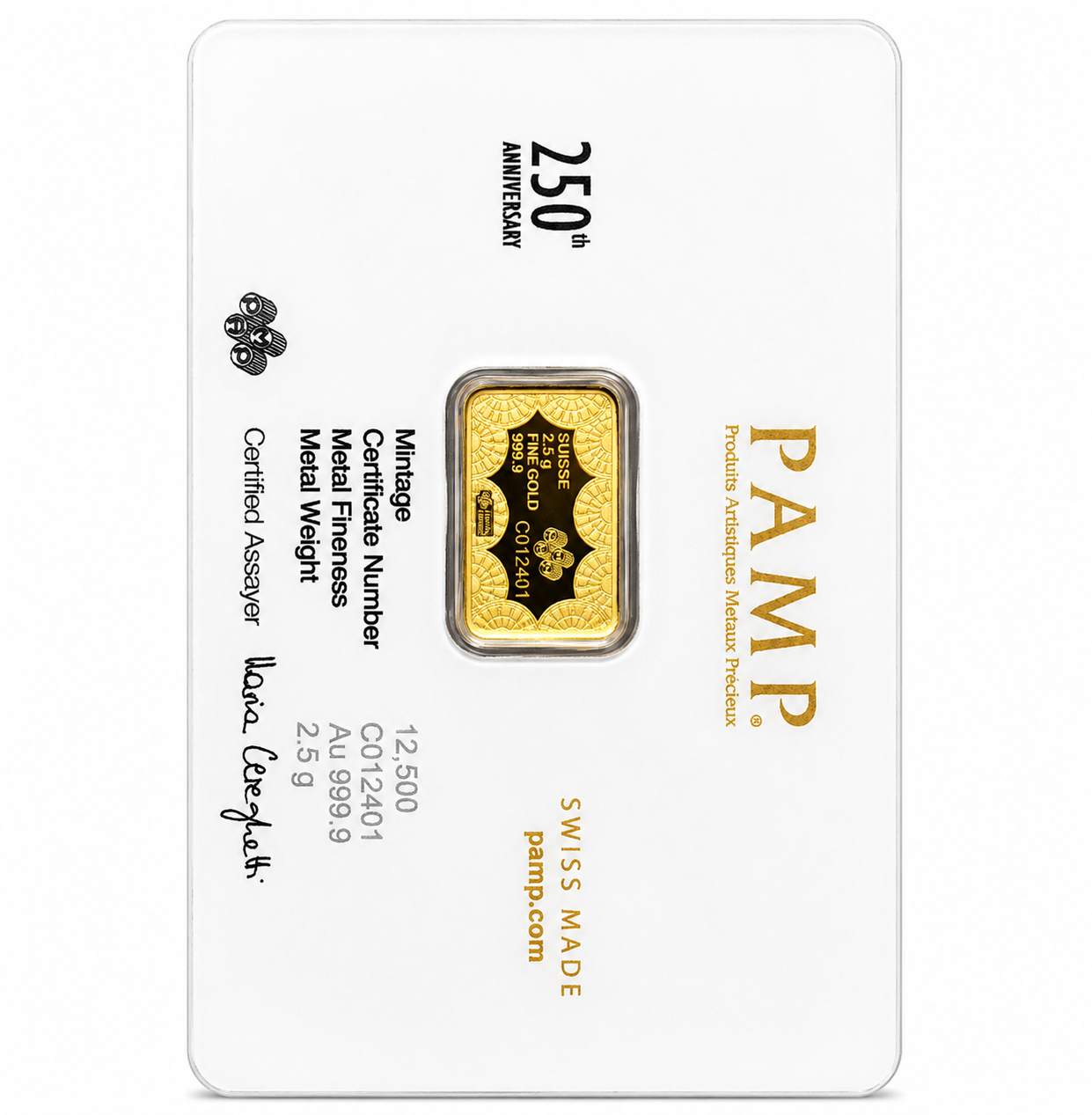 سبيكة ذهب PAMP Suisse بمناسبة الذكرى الـ250 لتأسيس الولايات المتحدة بوزن 2.5 جرام عيار 24 قيراط – FKJGBR24K6964