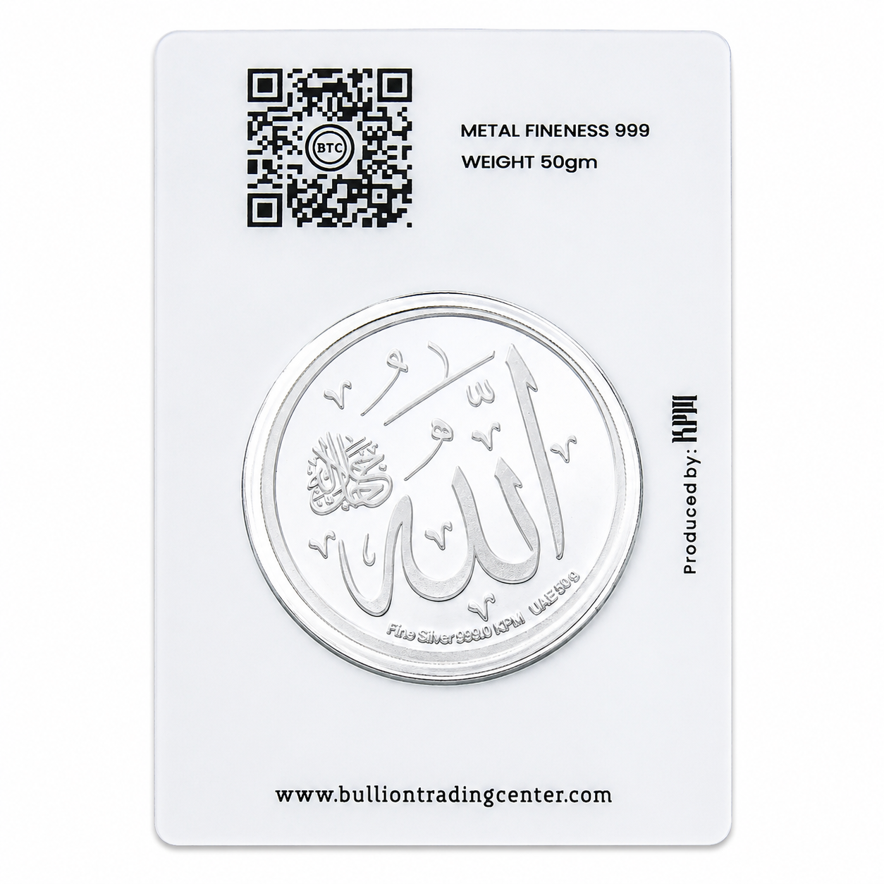 عملة فضة BTC بتصميم أسماء الله الحسنى، بوزن 50 جرام، بنقاء 999.0 – FKJCONSL7030
