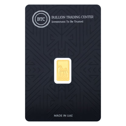 سبيكة ذهب BTC بتصميم الحصان العربي 1 جرام عيار 24 قيراط بنقاء 999.9 – FKJGBR24K6825