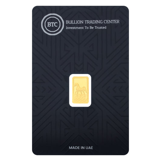 سبيكة ذهب BTC بتصميم الحصان العربي 1 جرام عيار 24 قيراط بنقاء 999.9 – FKJGBR24K6825