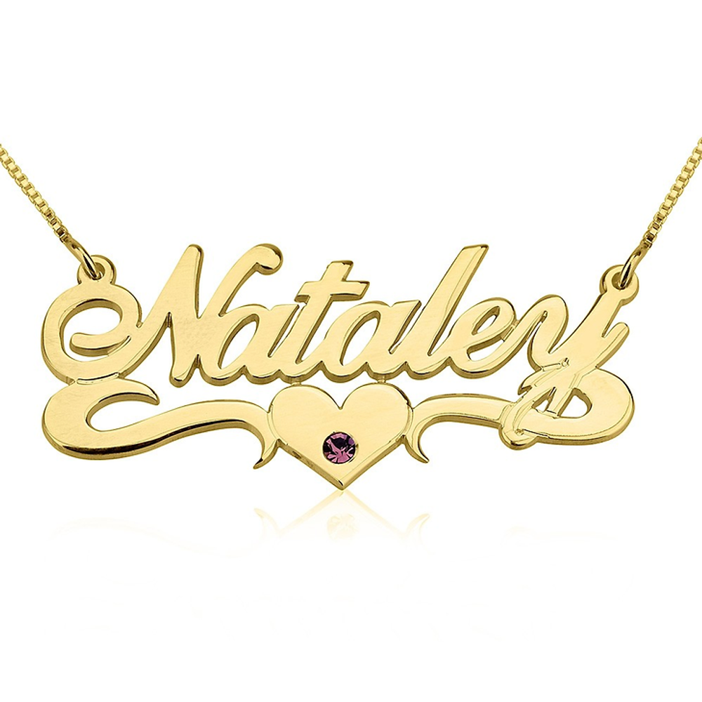 Gold & Silver Personalized Names Birthstone Name Necklace - FKJNKLU6162