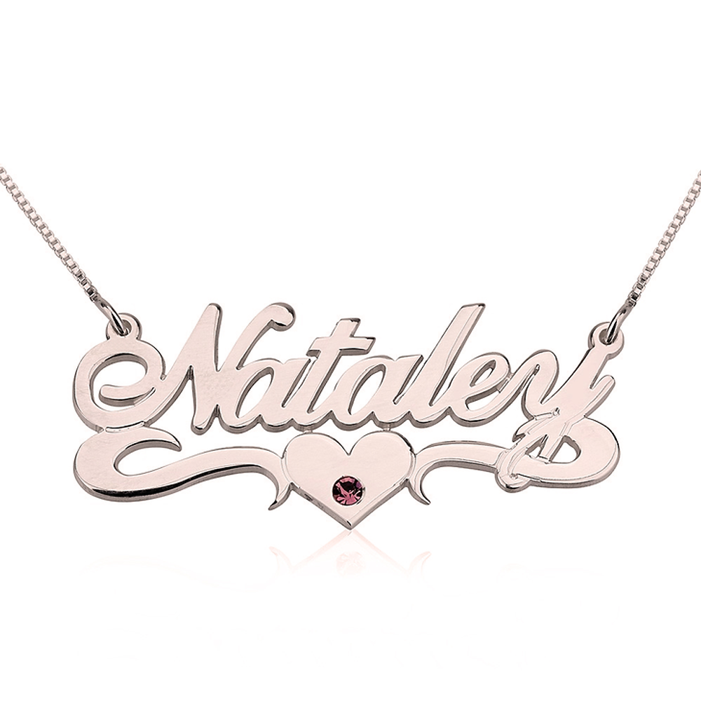 Gold & Silver Personalized Names Birthstone Name Necklace - FKJNKLU6162