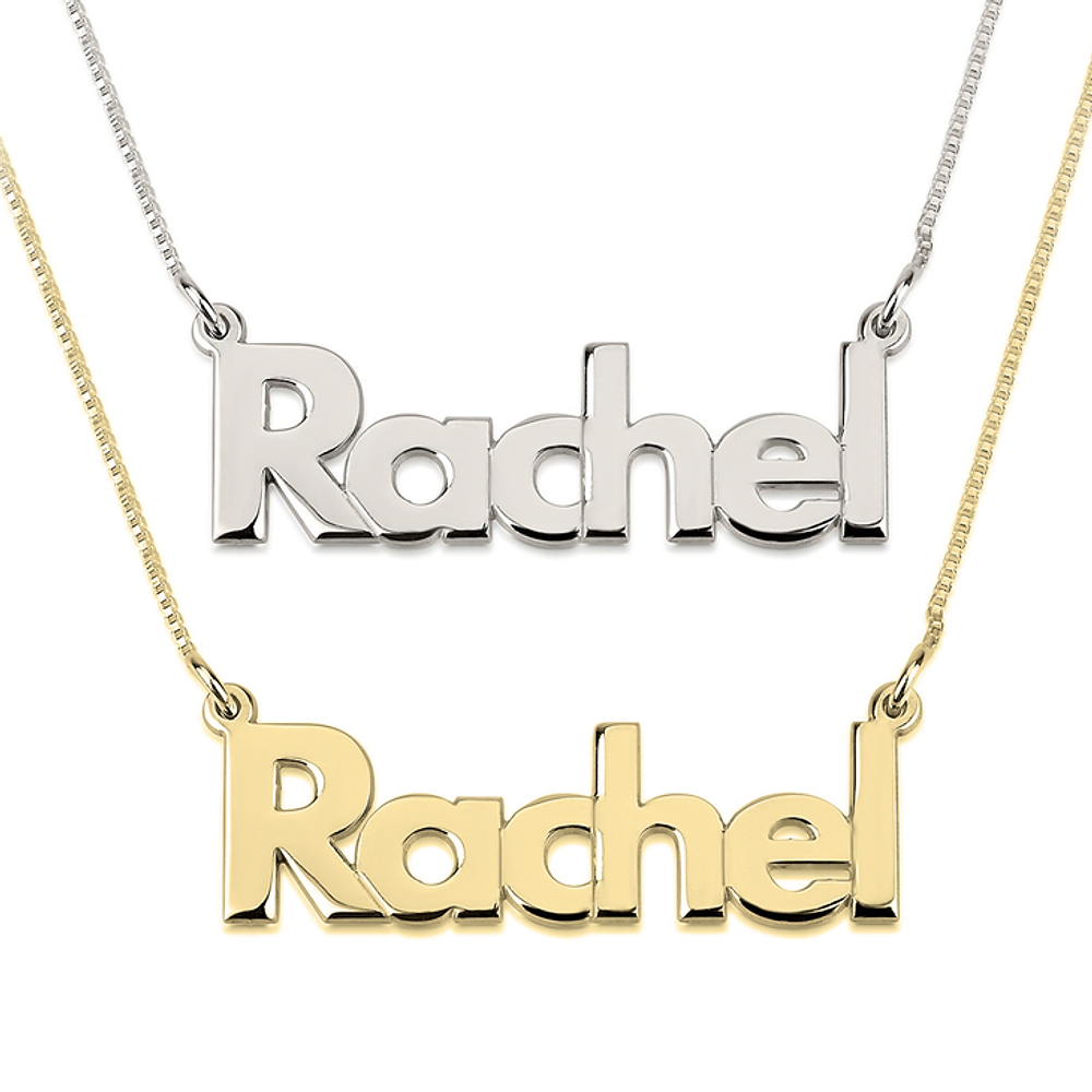 Gold & Silver Personalized Bold Name Necklace - FKJNKLU6178