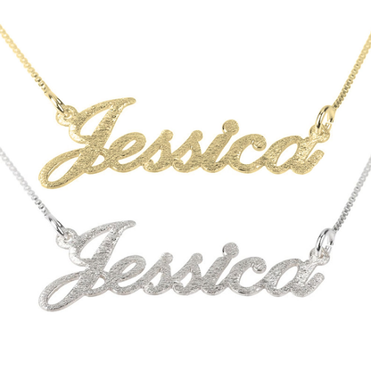 Gold & Silver Personalized Brushed Name Necklace - FKJNKLU6181