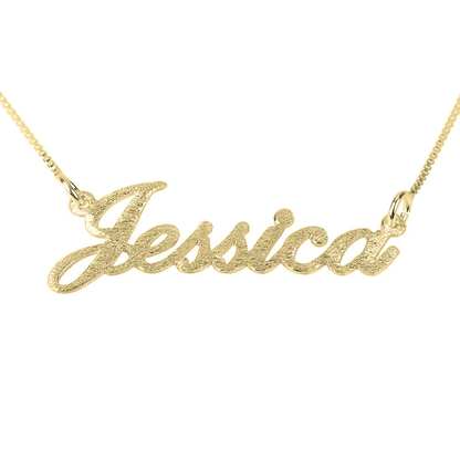 Gold & Silver Personalized Brushed Name Necklace - FKJNKLU6181