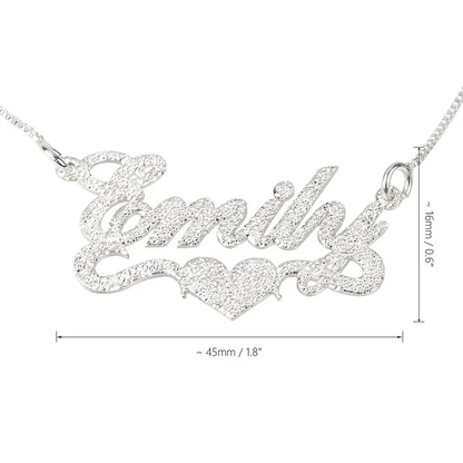 Gold & Silver Personalized Brushed Name with Heart Necklace - FKJNKLU6173