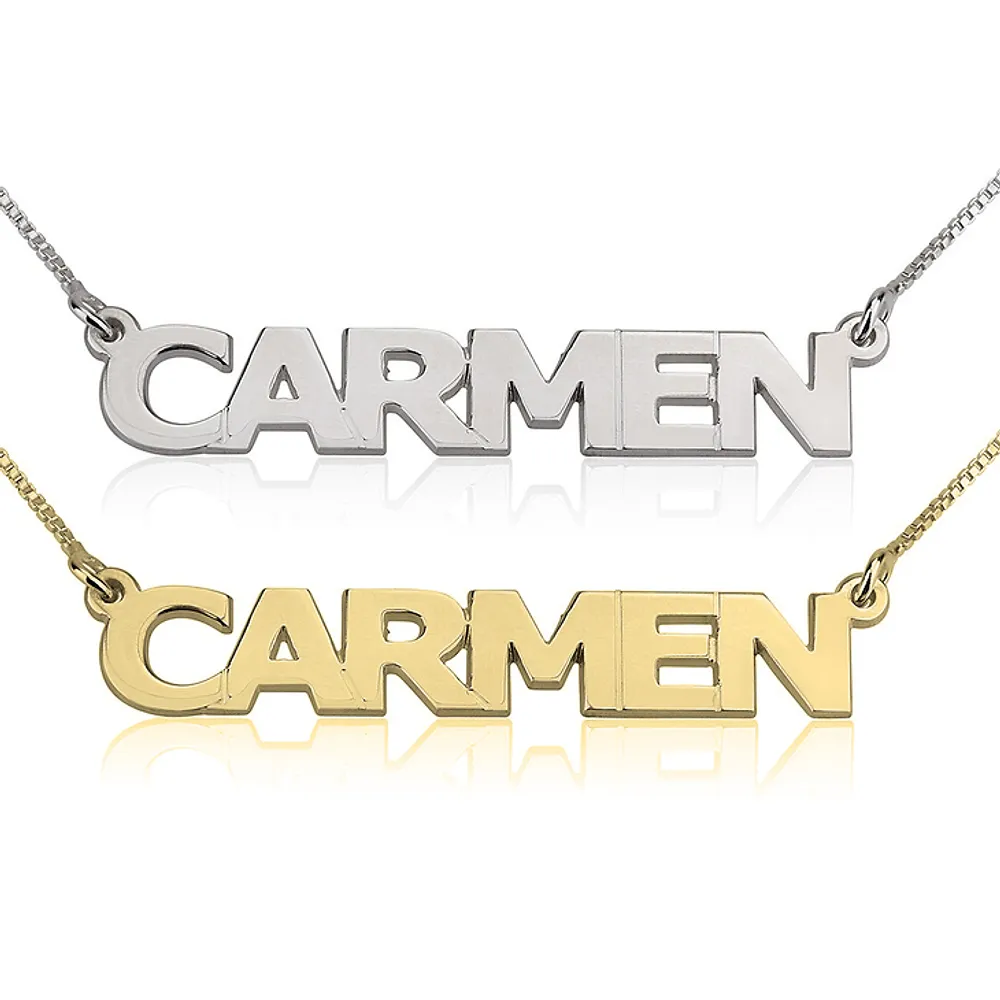 Gold & Silver Personalized Capital Letter Name Necklace - FKJNKLU6177
