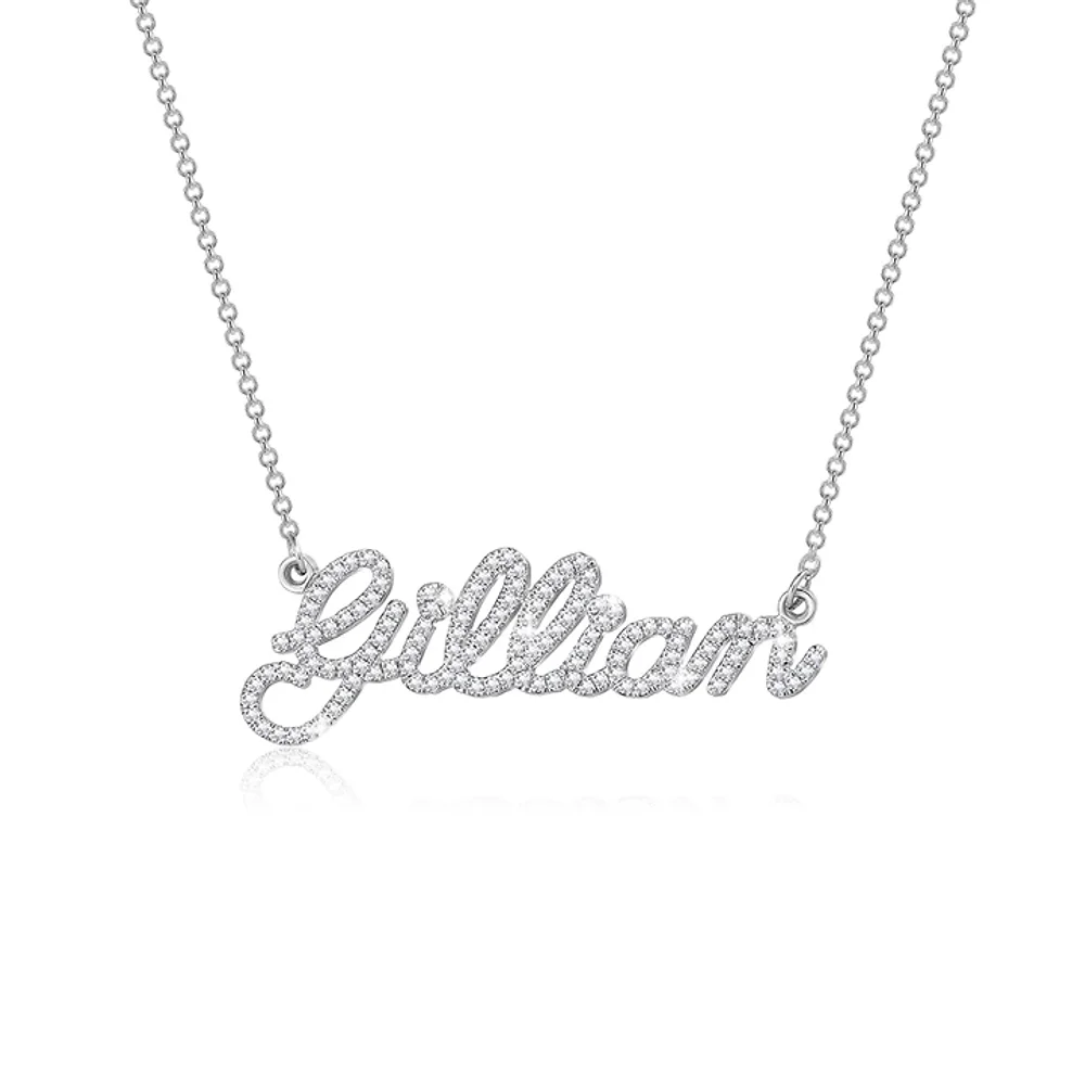 Gold & Silver Personalized Crystal Name Necklace - FKJNKLU6167