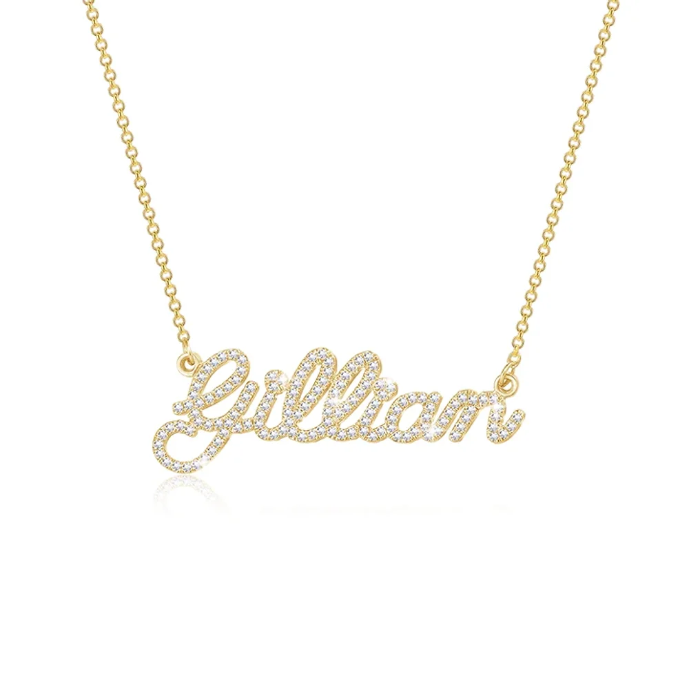 Gold & Silver Personalized Crystal Name Necklace - FKJNKLU6167