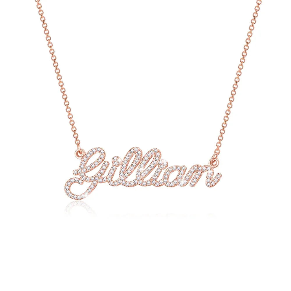 Gold & Silver Personalized Crystal Name Necklace - FKJNKLU6167