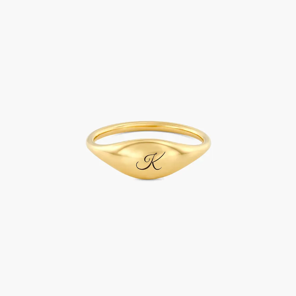 Gold & Silver Personalized Custom Engraved Signet Ring - FKJRNU6223