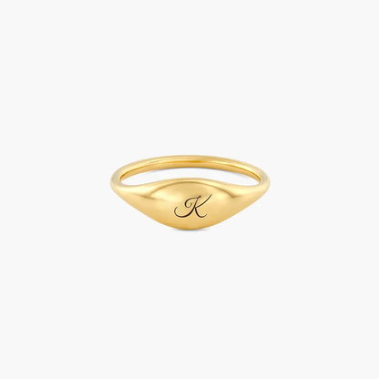 Gold & Silver Personalized Custom Engraved Signet Ring - FKJRNU6223