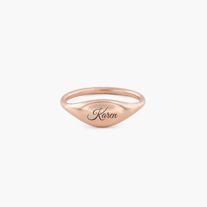Gold & Silver Personalized Custom Engraved Signet Ring - FKJRNU6223