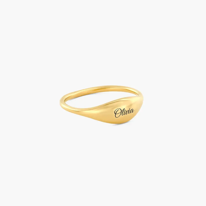Gold & Silver Personalized Custom Engraved Signet Ring - FKJRNU6223