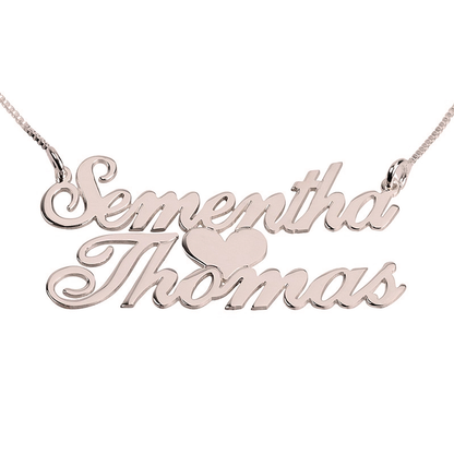 Gold & Silver Personalized Double Name with Heart Necklace - FKJNKLU6172