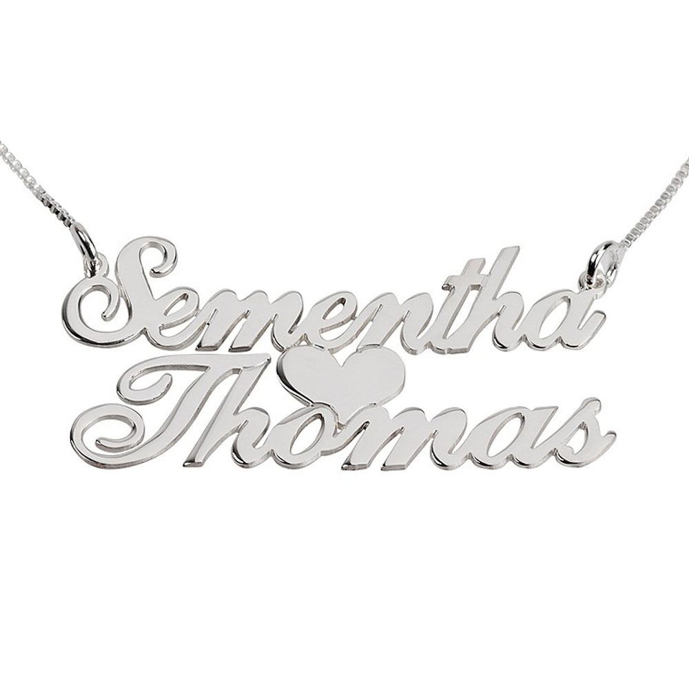 Gold & Silver Personalized Double Name with Heart Necklace - FKJNKLU6172