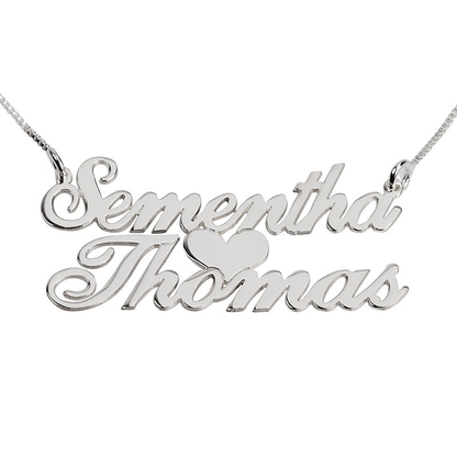 Gold & Silver Personalized Double Name with Heart Necklace - FKJNKLU6172